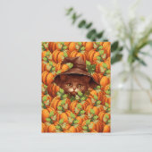 THANKSGIVING POMPOENEN SCHATTIGEE KAT BRIEFKAART (Staand voorkant)