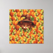 THANKSGIVING POMPOENEN SCHATTIGEE KAT CANVAS AFDRUK (Voorkant)