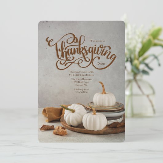 Thanksgiving pompoenen uitnodiging (Staand voorkant)