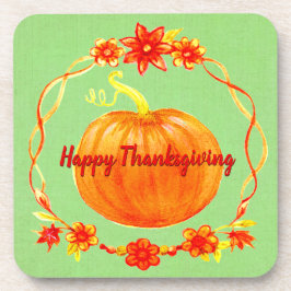 Thanksgiving pompoenhard plastic op kurk bier onderzetter