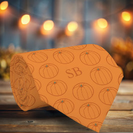 Thanksgiving pompoenpatroon monogram Stropdas