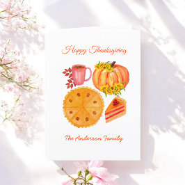 Thanksgiving Pompoentaart Oranje Wit Feestdagen Kaart