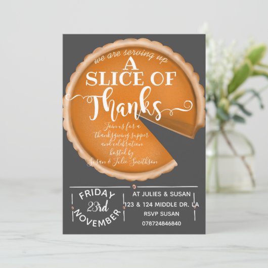 Thanksgiving pompoentaart vrijwilliger lunch brief kaart (Staand voorkant)