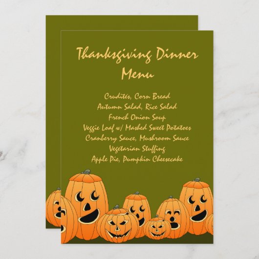 Thanksgiving pompoentafel (Veggie) Menu (Voorkant / Achterkant)