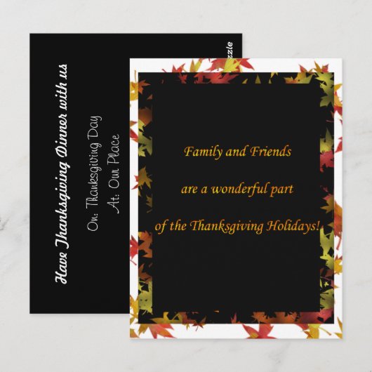 Thanksgiving Post Kaart Uitnodiging voor Diner (Voorkant / Achterkant)