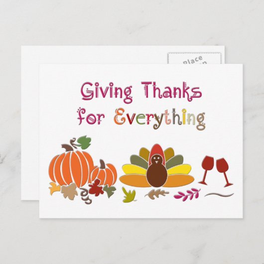 Thanksgiving Postcard Feestdagenkaart (Voorkant / Achterkant)