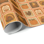 Thanksgiving Postzegelcollage Cadeaupapier (Rol Hoek)