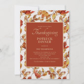 Thanksgiving Potluck Diner Terracotta Foliage Kaart (Voorkant)