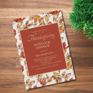 Thanksgiving Potluck Diner Terracotta Foliage Kaart