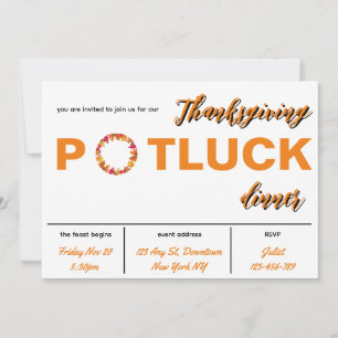 Thanksgiving Potluck diner uitnodiging