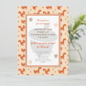 Thanksgiving Potluck Dinner Eekhoorns en eikels Kaart (Staand voorkant)