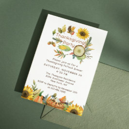 Thanksgiving Potluck Dinner Pumpkin Ziebloemen Kaart