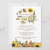 Thanksgiving Potluck Dinner Pumpkin Ziebloemen Kaart (Voorkant)