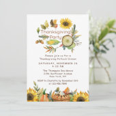 Thanksgiving Potluck Dinner Pumpkin Ziebloemen Kaart (Staand voorkant)