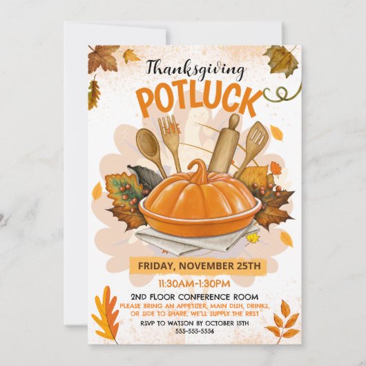 Thanksgiving Potluck Invitation Kaart (Voorkant)