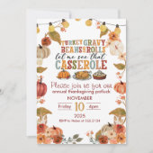 Thanksgiving Potluck Invitation Rustic Fall Party Kaart (Voorkant)