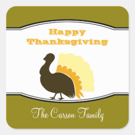 Thanksgiving potluck oranje green turkey day label