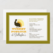 Thanksgiving potluck oranje groen kalkoendiner kaart (Voorkant / Achterkant)