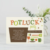 Thanksgiving Potluck Party Invitation Kaart (Staand voorkant)