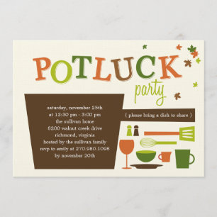 Thanksgiving Potluck Party Invitation Kaart