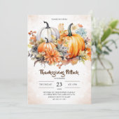 Thanksgiving Potluck Pompoen Rustiek Kaart (Staand voorkant)