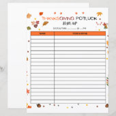 Thanksgiving Potluck Registratieblad voor vakantie (Voorkant / Achterkant)