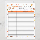 Thanksgiving Potluck Registratieblad voor vakantie (Voorkant)