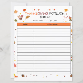 Thanksgiving Potluck Registratieblad voor vakantie