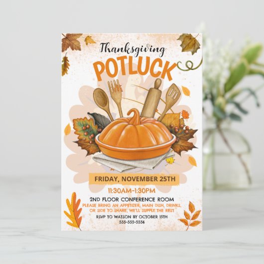 Thanksgiving Potluck Uitnodiging (Staand voorkant)