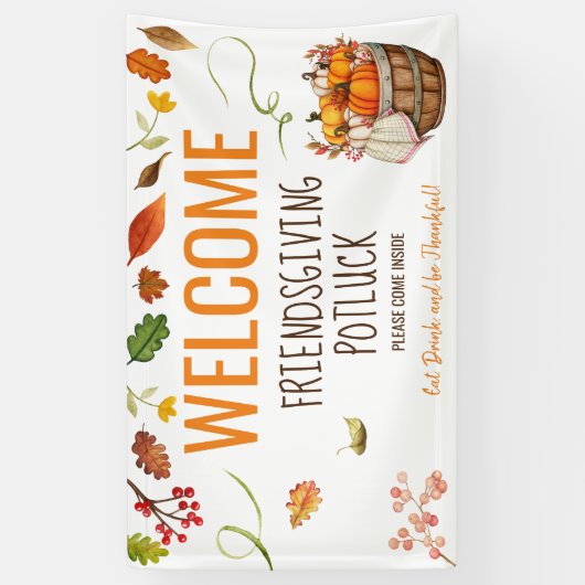 Thanksgiving Potluck welkomstgebanner Spandoek (Verticaal)