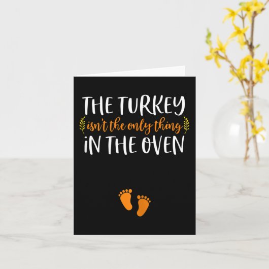 Thanksgiving Pregnancy Announcement Turkey Baby R Kaart (Gele Bloem)