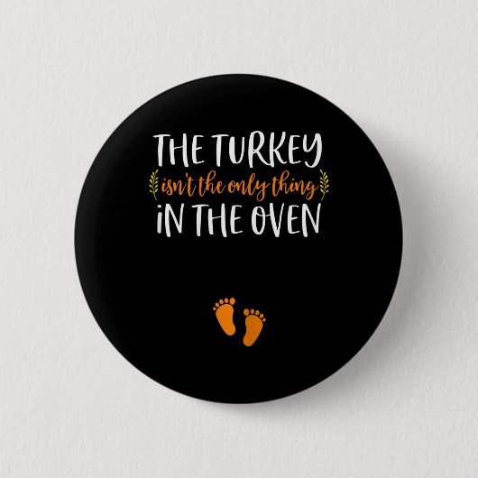 Thanksgiving Pregnancy Announcement Turkey Baby R Ronde Button 5,7 Cm (Voorkant)