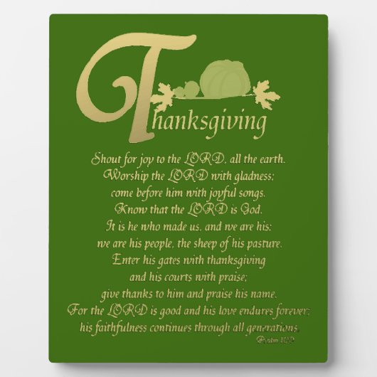 Thanksgiving - Psalm 100 Fotoplaat (Voorkant)