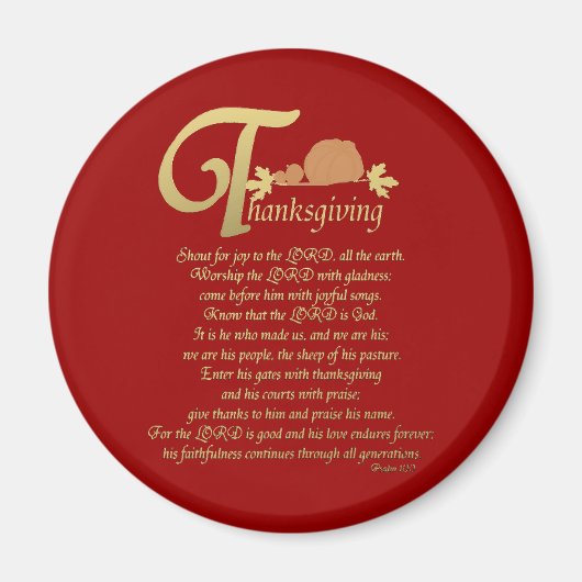 Thanksgiving - Psalm 100 Magneet (Voorkant)