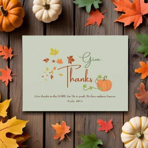 Thanksgiving Psalm 107:1 Christelijke aangepaste Feestdagenkaart