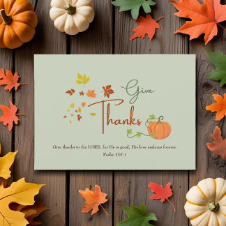 Thanksgiving Psalm 107:1 | Christelijke aangepaste Feestdagenkaart