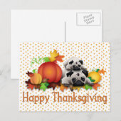 Thanksgiving Pugs en Pomkins Gifts, T - shirts Feestdagenkaart (Voorkant / Achterkant)