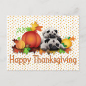 Thanksgiving Pugs en Pomkins Gifts, T - shirts Feestdagenkaart (Voorkant)
