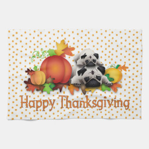 Thanksgiving Pugs en Pomkins Gifts, T - shirts Theedoek