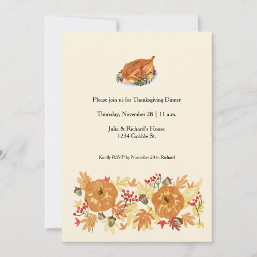 Thanksgiving Pumpkin-binnenuitnodiging Kaart (Voorkant)