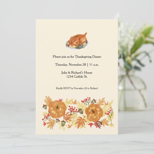 Thanksgiving Pumpkin-binnenuitnodiging Kaart (Staand voorkant)