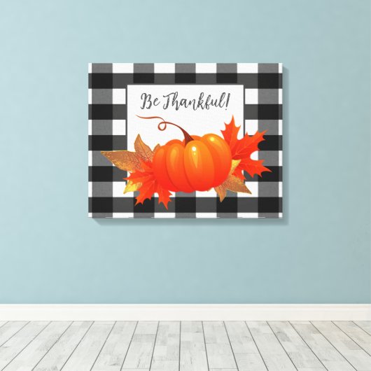 Thanksgiving Pumpkin Buffalo Pset Canvas Afdrukken (Insitu (Houten vloer))