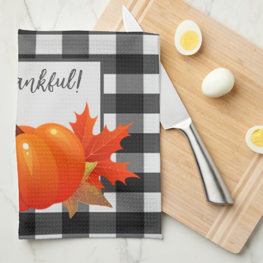 Thanksgiving Pumpkin Buffalo Pset Kitchen Towel Theedoek (Quarter Fold)