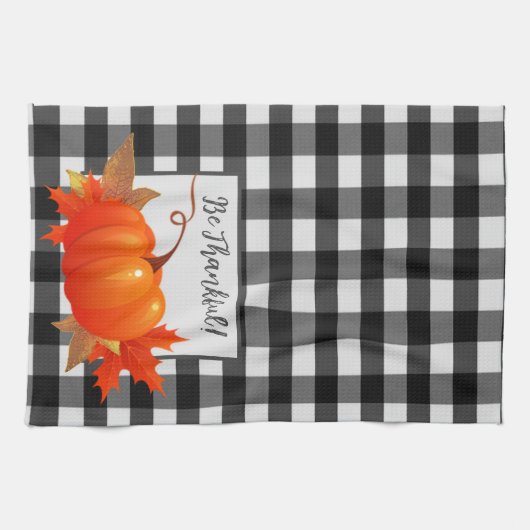 Thanksgiving Pumpkin Buffalo Pset Kitchen Towel Theedoek (Horizontaal)