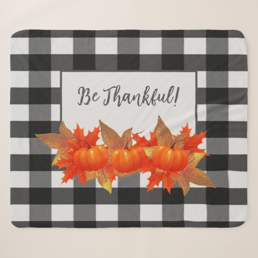 Thanksgiving Pumpkin Buffalo Pset Sherpa Blanket Deken (Voorkant (horizontaal))
