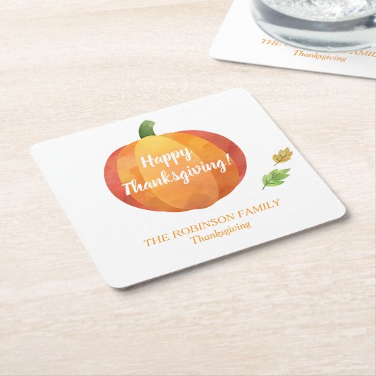 Thanksgiving Pumpkin Custom Kartonnen Onderzetters (Schuin)