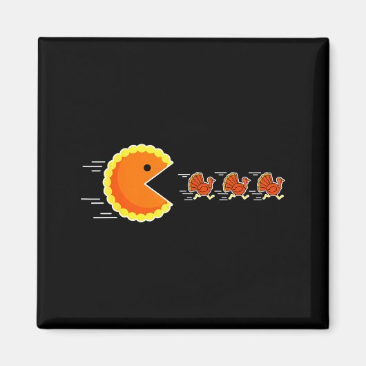 Thanksgiving Pumpkin E Chasing Turkey Gamer Men Wo Magneet (Voorkant)