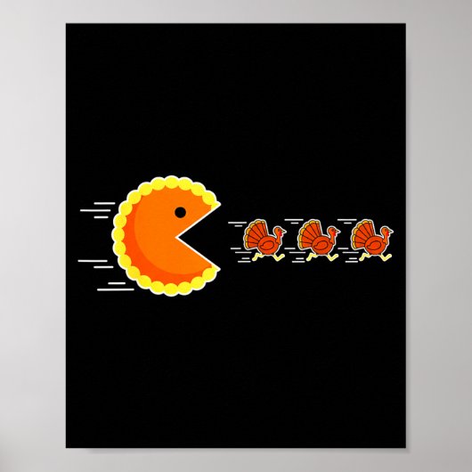 Thanksgiving Pumpkin E Chasing Turkey Gamer Men Wo Poster (Voorkant)