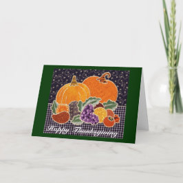 Thanksgiving Pumpkin en Friends Patchwork Feestdagen Kaart
