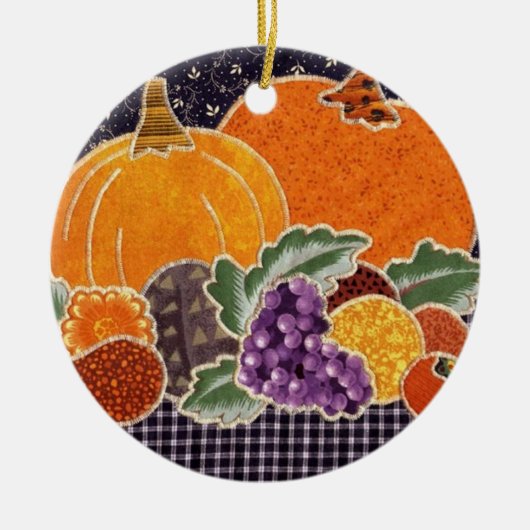 Thanksgiving Pumpkin en Friends Patchwork Keramisch Ornament (Voorkant)
